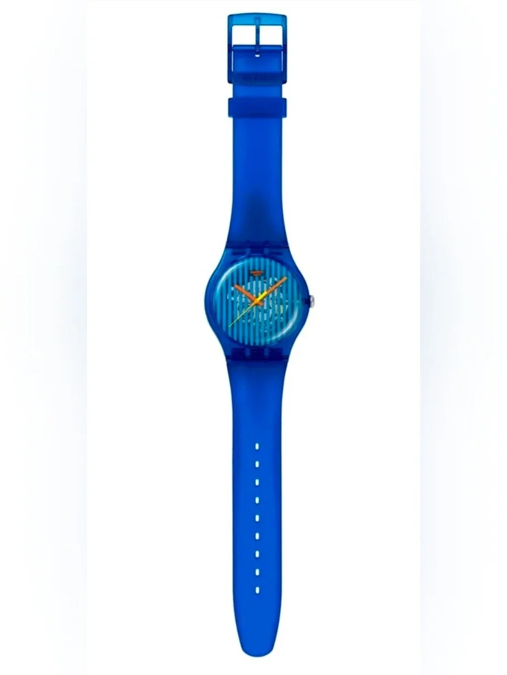NWT Swatch Brilliantly Blue Transparent Watch New Gent SO29S102 New Battery